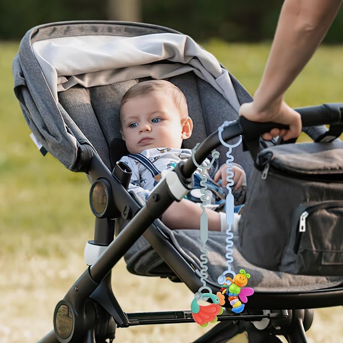 Toy Straps, Pacifier Holder Clip with Self-Adjusting Bayonet Chairs(Blue-3ps)