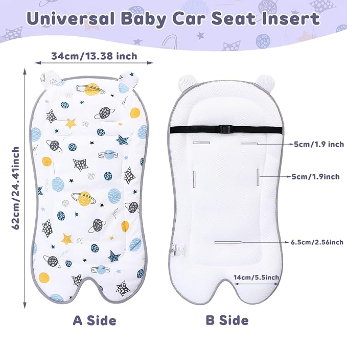 Baby Carriage Cushion, Universal Breathable Car Seat Insert Cushion, 3D Air Mesh Baby Seat Pad Liner for CarSeat, Buggy, High Chair (Planet)