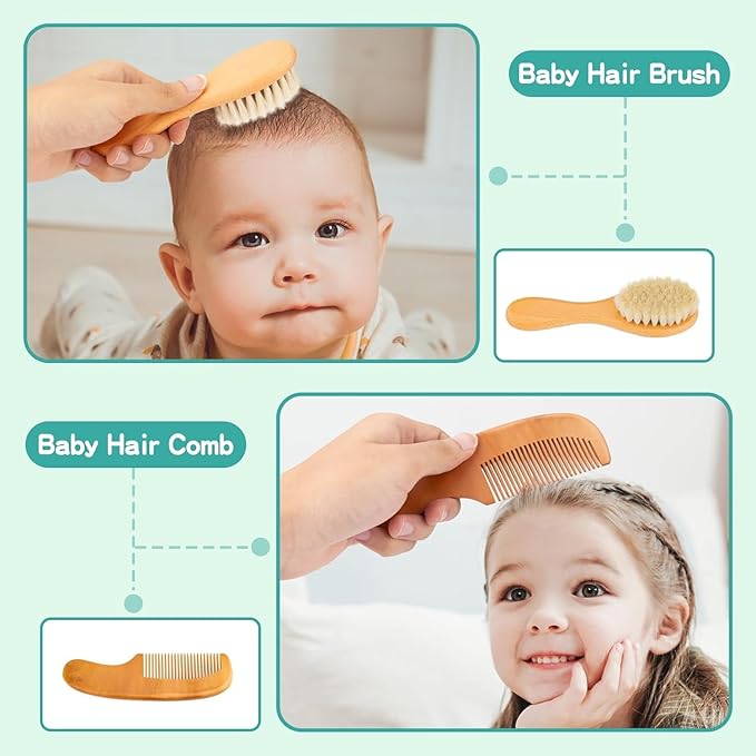 Baby Grooming Kit, Infant Safety Care Set with Baby Nose Aspirator,Baby Hair Brush Comb Nail Clipper Nasal Aspirator,Baby Essentials Kit for Newborn Girls Boys (17 Pc Green Kit)