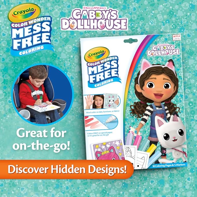 Crayola Gabbys Dollhouse Color Wonder Activity Set, Mess Free Coloring Pages for Toddlers, No Mess Activity, Toys & Gifts for Kids