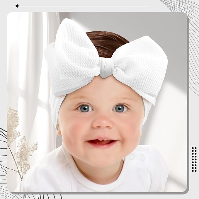 YanJie Baby Girl Bow Headbands - Black, White Nylon Hair 0-6 Months