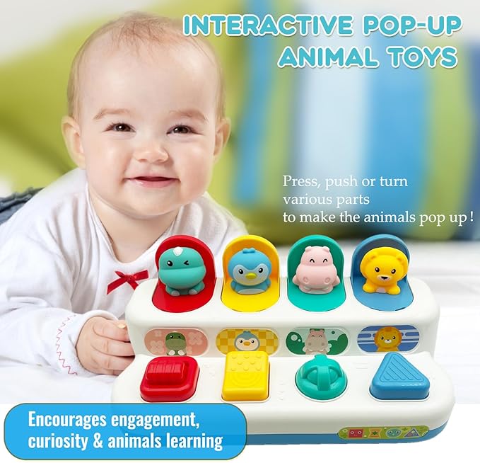 Interactive Dinosaur Pop Up Toy for Babies and Toddlers,Early Learning and Brain Development Educational Plaything 18 Months+
