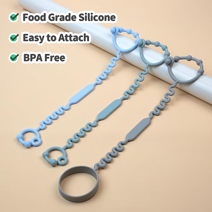 Toy Straps, Pacifier Holder Clip with Self-Adjusting Bayonet Chairs(Blue-3ps)