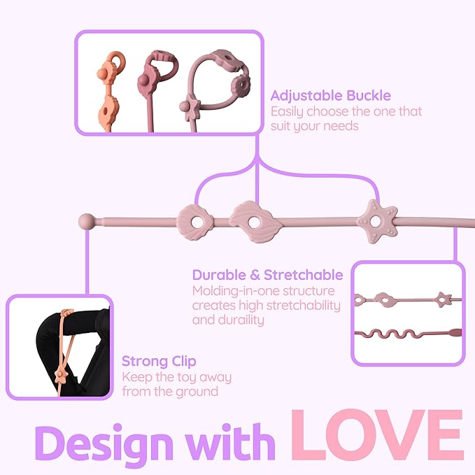 Toy Straps for Baby, 5pcs Food Grade Silicone Toy Holder
