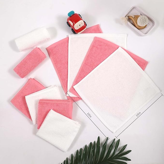 Baby Washcloths 12 Pack, 10x10 inch Heavenly Soft Wash Cloths for Face and Body