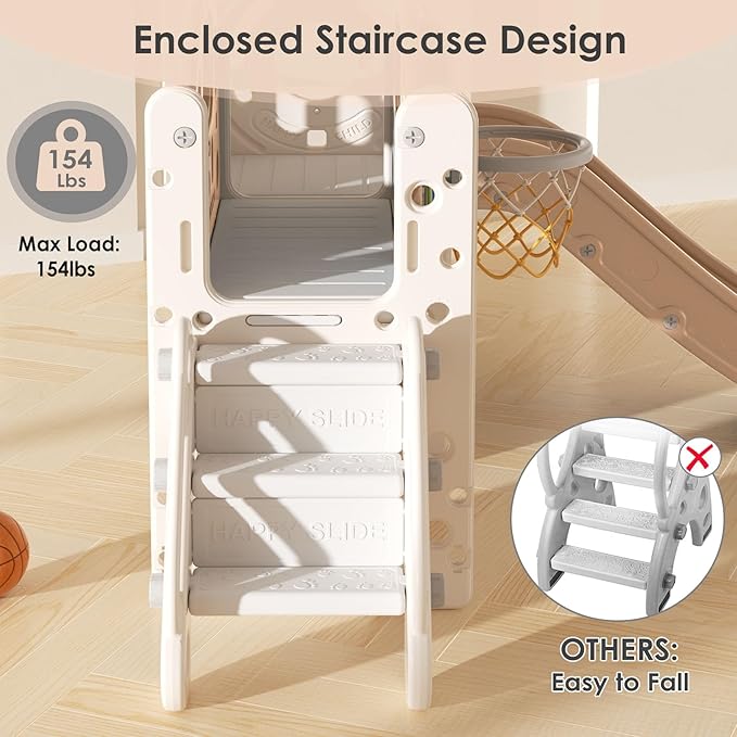 10 in 1 Toddler Slide, Baby Slide for Toddlers Age 1+ with Ring Toss