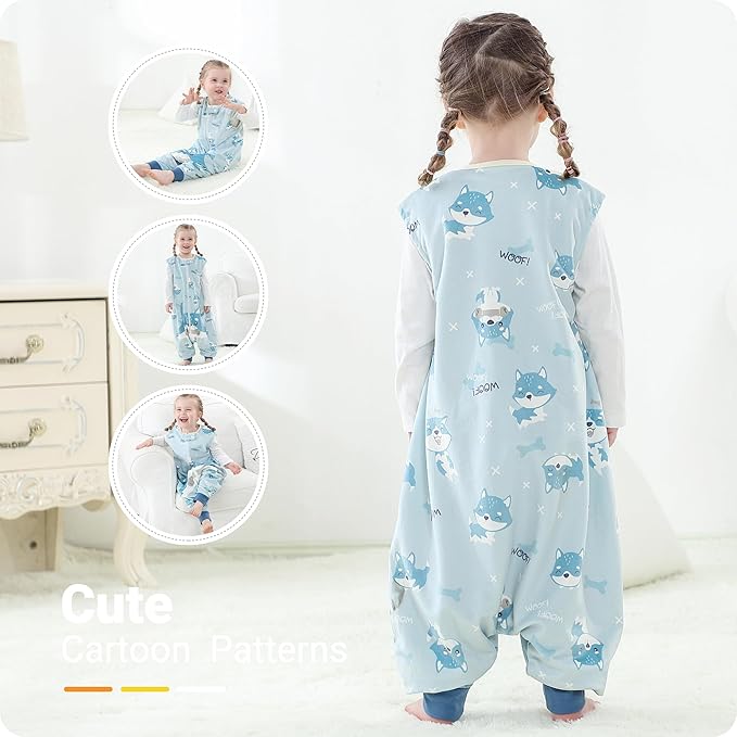 Infant Toddler Sleeping Bag, Baby Sleeping Sack Sleeveless 4 Season 1-3T, Dog