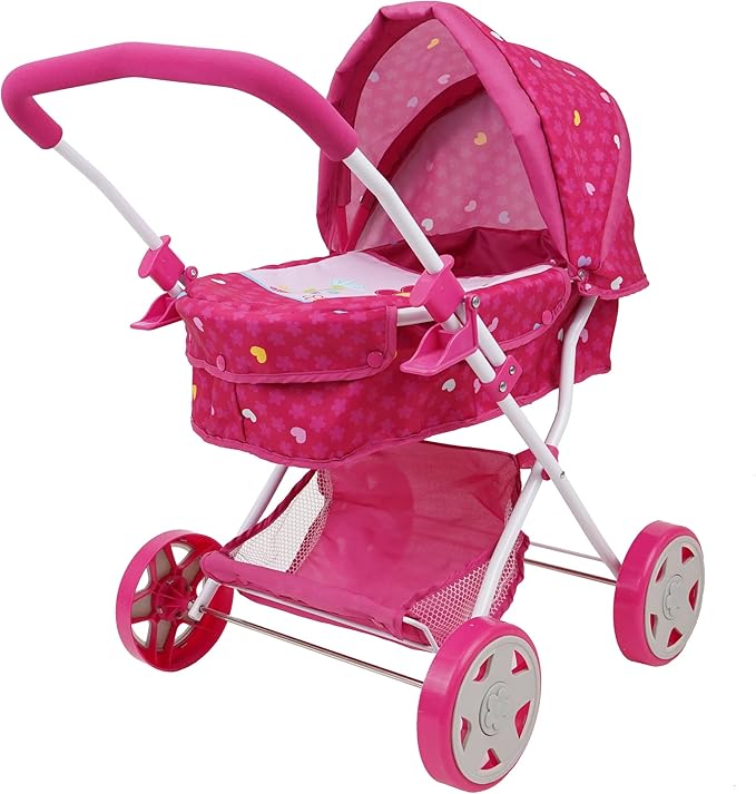 509 Crew Garden Pram N Doll Set - 14" Baby Doll & Folding Pram Set, Kids Pretend Play 3+