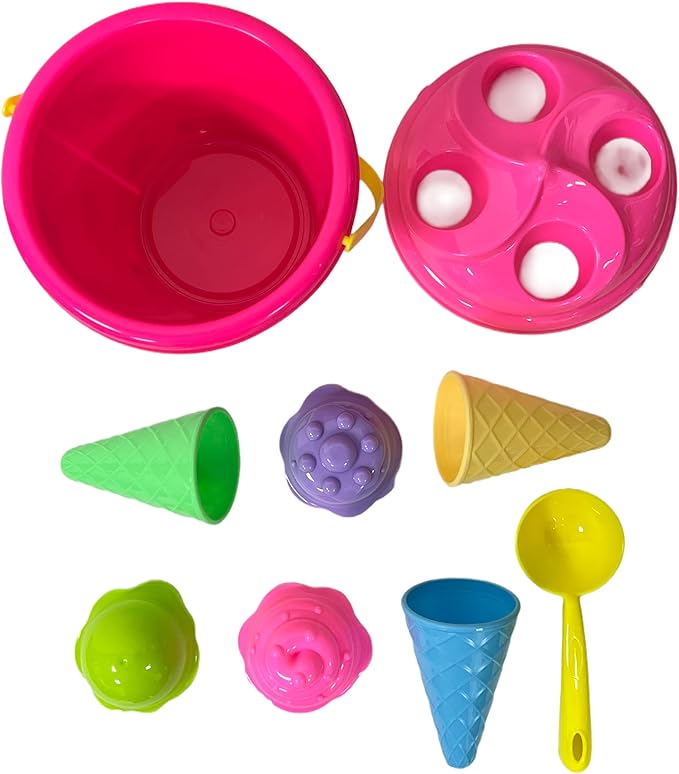 Ice Cream Sand Toys for Kids,9-Inch Sand Pail and Ice Cream Sand Toy Set 3-5 Beach