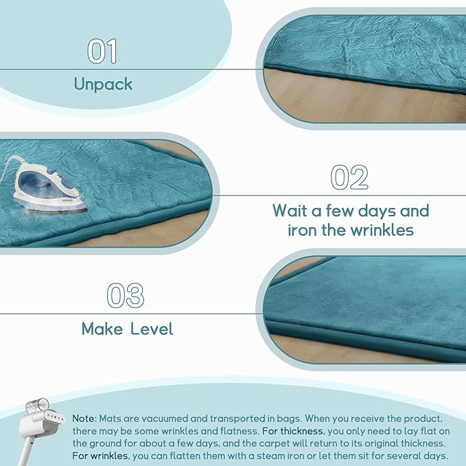 Baby Play Mat Coral Velvet Nursery Rug - 13’1” X 6’7” Memory Foam Area Rug Soft Padded Carpet