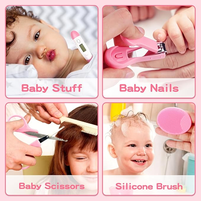 Baby Healthcare and Grooming Kit for Boys Girls Safety Newborn Nursery Essentials Health Care Set Gift for First-time Parents Nasal Aspirator