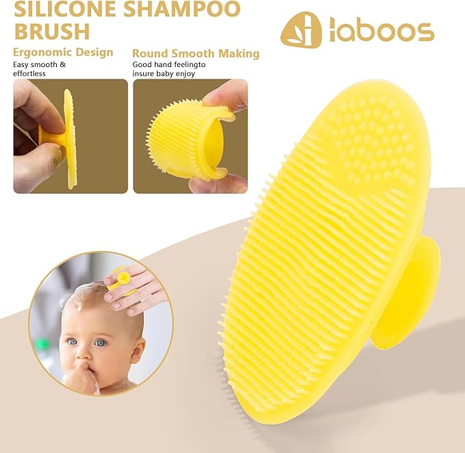 Baby Hair Brush and Comb Set for Newborns & Toddlers - Wooden Handle and Natural Soft Goat Bristles,Gentle Cradle Cap Care,Baby Massage and Scalp Brush,Ideal Baby Registry Gift,Beech with Cute Bear