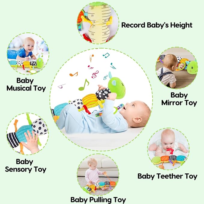 Baby Sensory Toy 0-6 Month Music Animal Stuffed Plush Caterpillar 0-3-6 Month 6-12 Month