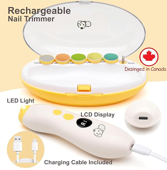 Royal Angels Rechargeable Baby Nail Trimmer 22 in 1, Safe Electric Baby Nail File 13 Replacements,
