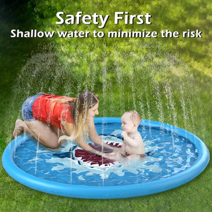 Jasonwell Splash Pad Sprinkler/ Play Mat for Kids, Outdoor Water Toys Inflatable for Baby Toddler Boys Girls Children Age 18+ Months