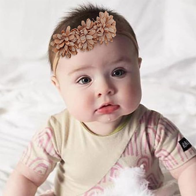 3pcs Soft & Stretchy Nylon Hairband Set for Baby Girls, Floral Headbands