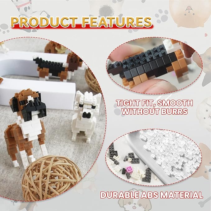 BOROLA Pet Dog Building Blocks Set Educational Toy Realistic Fun Animal Assembly Kit Toys Games(Hokkaido Dog Blocks)