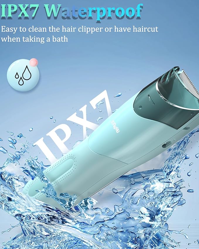ENSSU Vacuum Hair Clippers for Kids, Rechargeable Vacuum Hair Cutter with 2 Modes for Children/Infant/Men, Waterproof Baby Hair Clippers Trimmers Cordless Haircut Kit in Large Hairs Storage Space