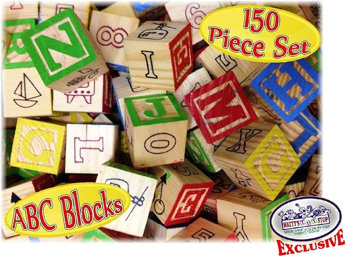 Matty's Toy Stop 150 Piece ABC Stack N' Build Wood