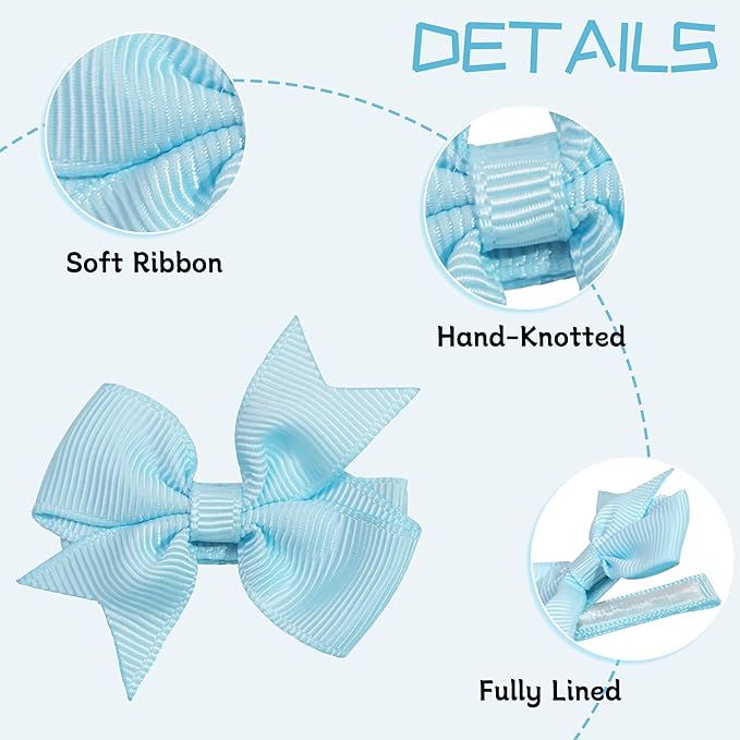 CLLOT Hair Clips, 20Pcs Tiny 2" Baby Hair Bows Fully