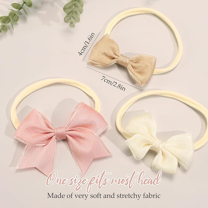 Soft Stretchy Nylon Headbands Handmade Hair Bands for Baby Girls Newborn Infant Toddler竊뉰eige"