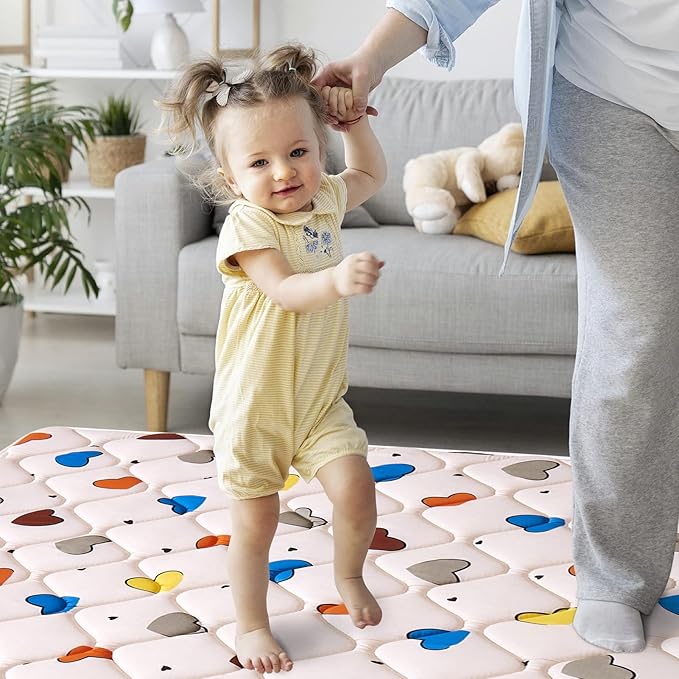 Premium 100% Cotton Baby Play Mat 79" X 71", Soft Thicker Foam Baby Mat for Floor