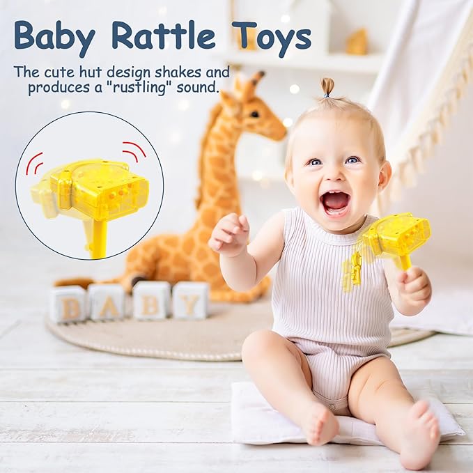 4 in 1 Montessori Sensory Learning Toy - Baby Rattle 0-6 Month 6-12 Months 1 Year 1-3 -