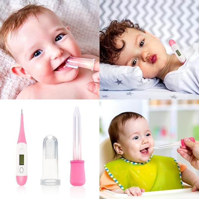 Baby Healthcare and Grooming Kit, 26 in 1 Portable Baby Safety Care Set with Hair Brush Comb Nasal Aspirator Electric Nail Trimmer Set Baby Essentials kit for Newborn Boys Girls (Pink)