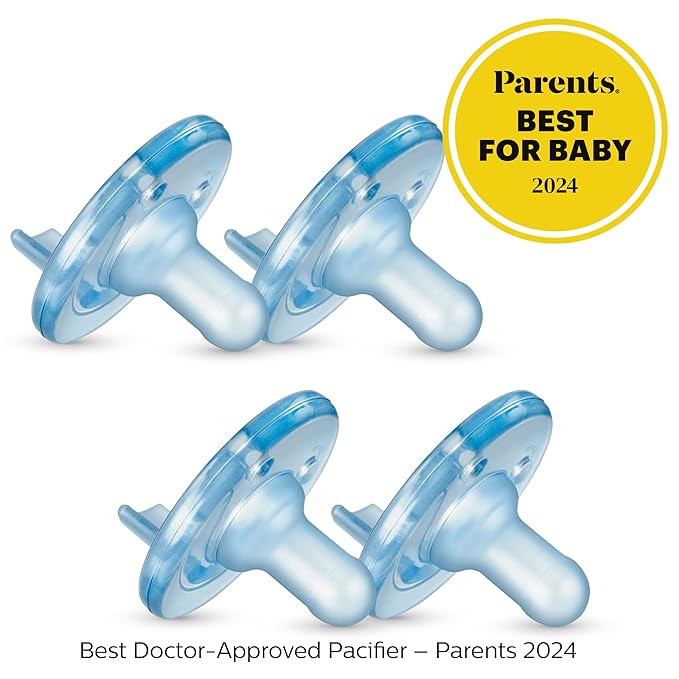Philips AVENT Soothie Pacifier, Blue 0-3 Months, 4 Pack, SCF190/43