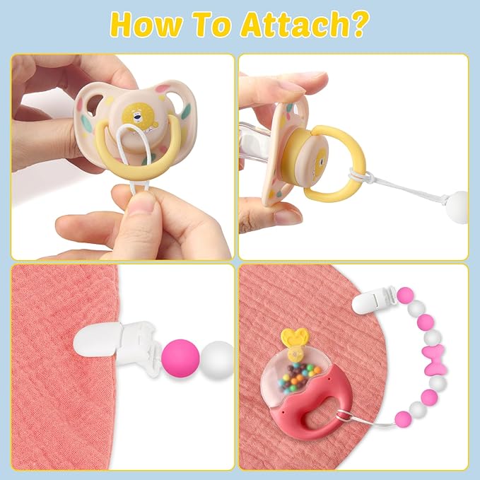 Silicone Pacifier Clip, 2 Pack Pacifier Holder for Boys and Girls