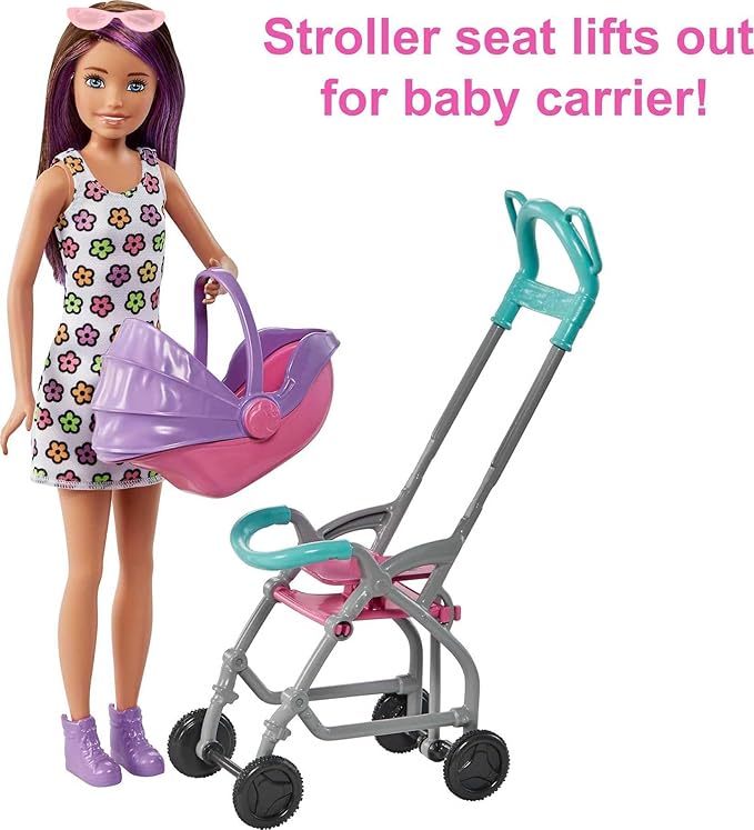 Barbie Skipper Babysitters Inc Playset with Doll, Stroller 5 Accessories,