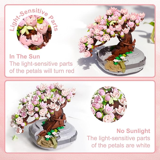QIUXQIU Mini Sakura Bonsai Tree Model Creative DIY Simulation Mini