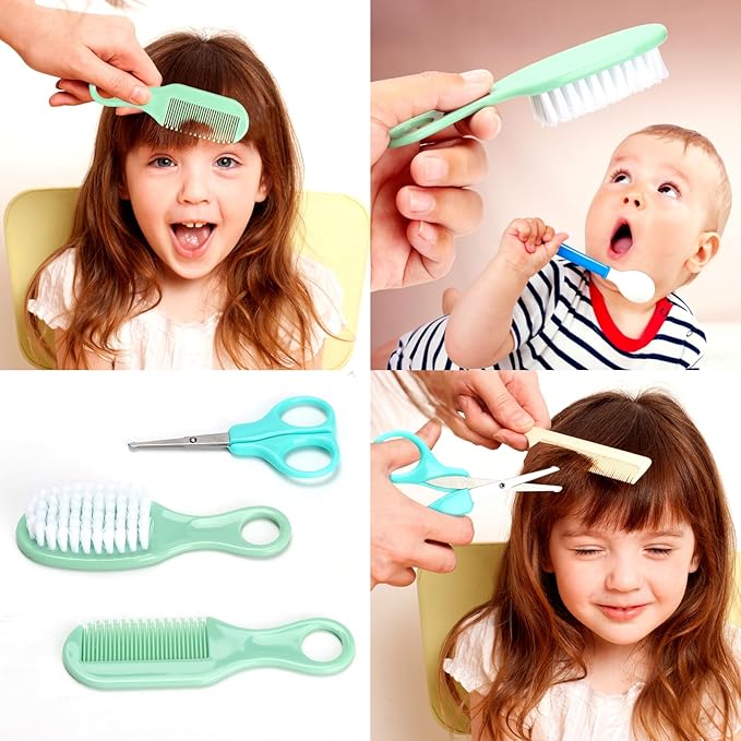 Baby Healthcare and Grooming Kit, 21pcs Baby Electric Nail Trimmer Set Newborn Nursery Health Care Set for Newborn Infant Toddlers Baby Boys Girls Kids Haircut Tools (21 Kits Green)