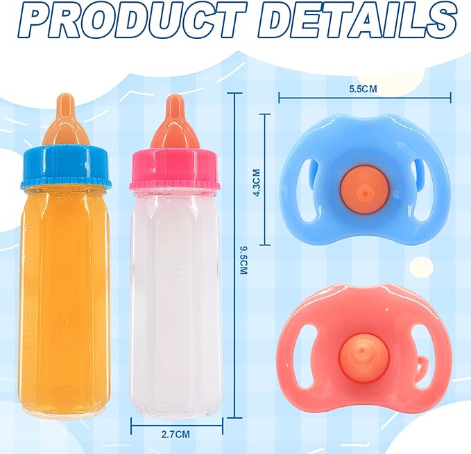 Doll Bottle Set, Baby Doll Disappearing Magic Bottles - 3.6 3.6 in