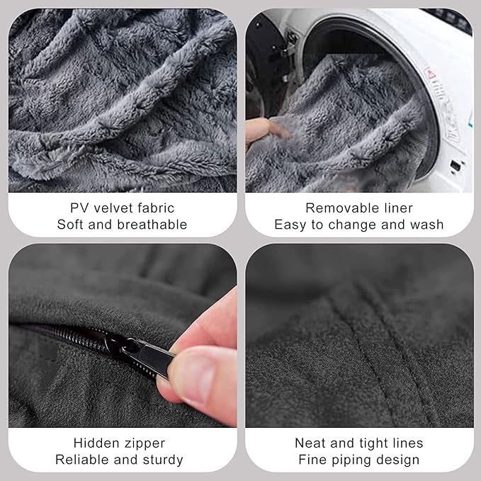 Giant Fur Bean Bag Chair Cover for Kids Adults, (No Filler) Living Room Furniture Big Round Soft Fluffy Faux Fur Beanbag Lazy Sofa Bed Cover (Sky Blue, 6FT)