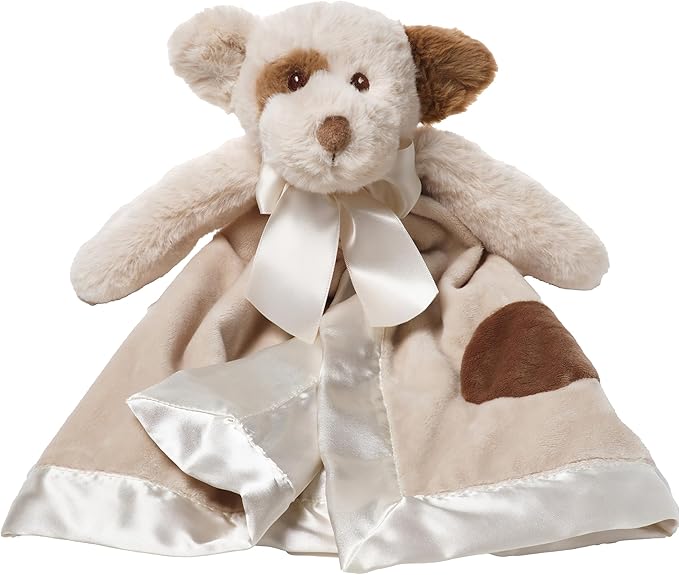 Bearington Baby Lil’ Spot Snuggler, 15 Inch Puppy Dog Plush Stuffed Animal Security Blanket Lovey for Babies