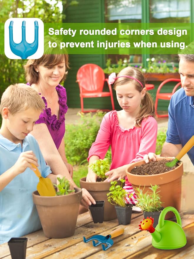 Biubee Toddler Gardening Tools Set - Kids Watering Can Toy, Child Gardening Set with Shovel Hand Rake