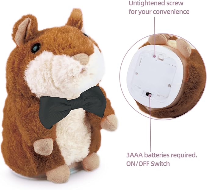 HOMILY Talking Hamster Repeats What You Say, One Year Old Boy Girl Toys Birthday Gifts 0-6-12-18 Months, 1 3 5 (Blk