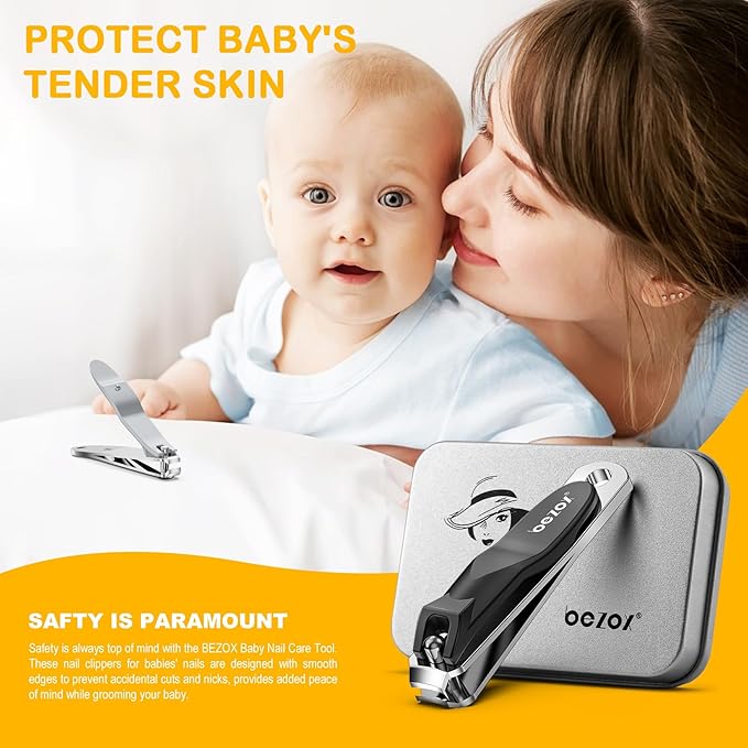 BEZOX Safe Baby Nail Clippers, Small Jaw Kids Nail Clipper Trimmers for Infants, Child and Toddlers, Precision Nail Grooming Tool for Tiny Fingers and Toes - Black