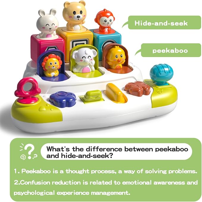 Interactive Baby Pop up Animal Toys, Montessori Toy Cause and Effect for 1 Year Old Boys Girls 9-12-18 Months 1-2