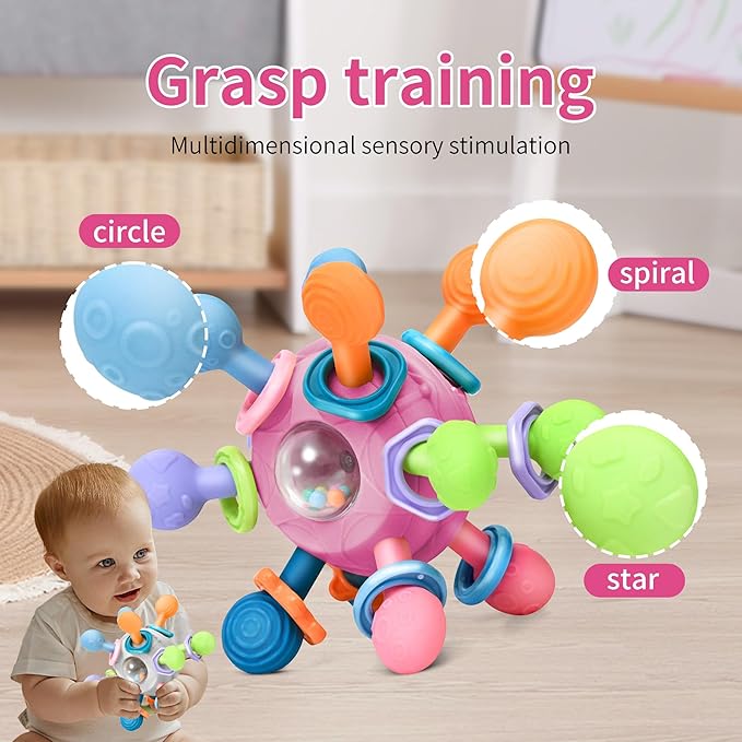 Baby Montessori Teething Toys for 0-6 6-12 Months Infant Teethers 0 3 6 9 12 18 1 2