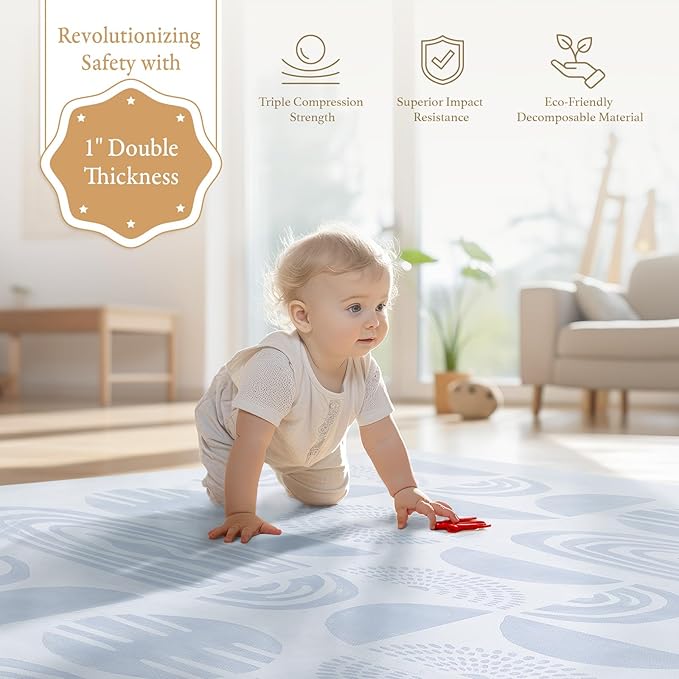 Super 1 Inch Thick Premium Quality Exercise & Baby Foam Play Mats - Expandable & Large Non-Toxic Odorless Floor Mat 6 Tiles 6x4ft -