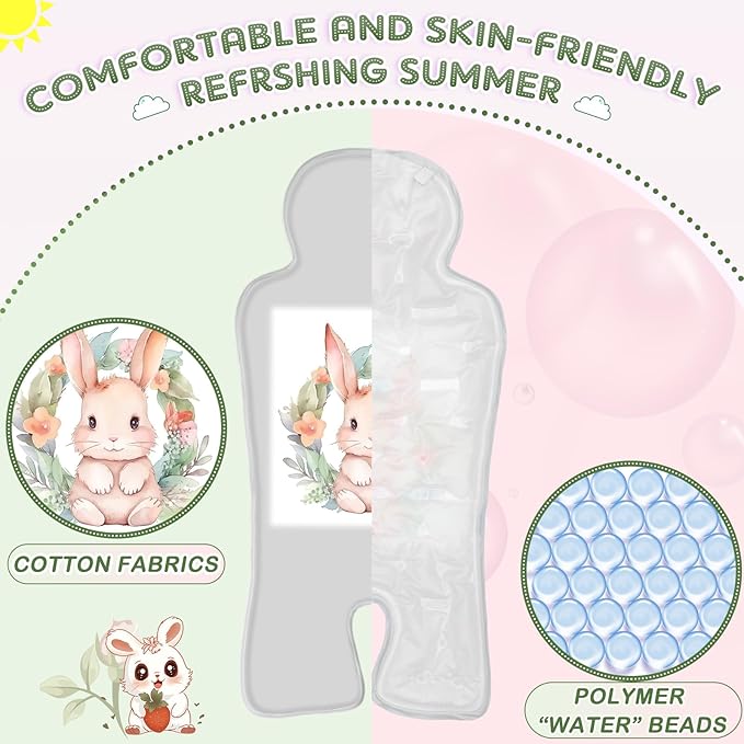 Qunclay 2 Pcs Gel Car Seat Cooler Pad for Baby Cooling Pad for Stroller Breathable Universal Car Cooler Mat Multifunctional Baby Stroller Seat Liner Cushion Chair(Rabbit, Elephant)