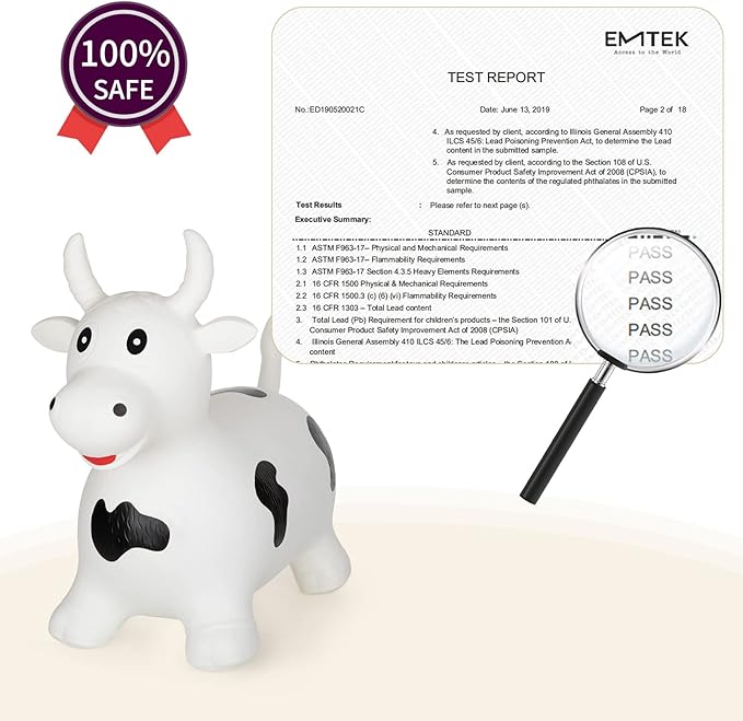 INPANY Inflatable Cow Farm Animal Hopper Toys for 1 2 Year Old Boy Gifts, Ride on Toddler Hopping Bull Toys