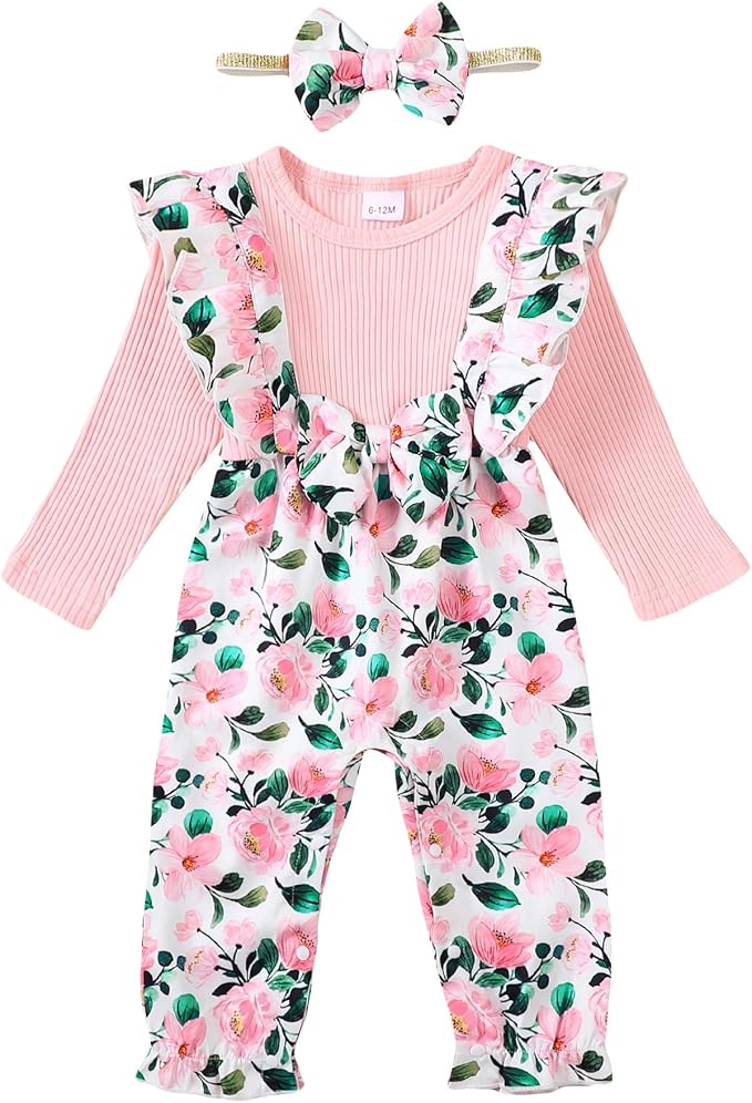 Newborn Baby Girls One Piece Romper Jumpsuit Cute Floral Print