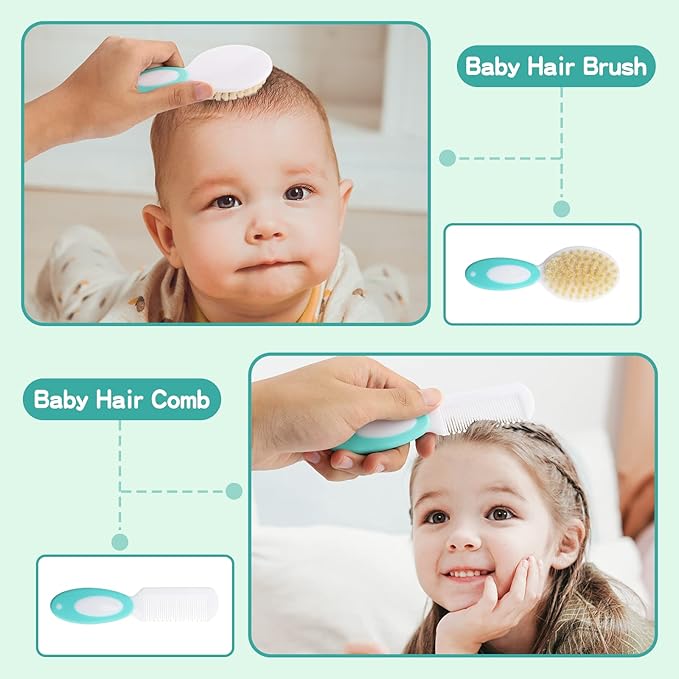 Baby Healthcare and Grooming Kit with Nail Clippers, Scissors (18 in 1, Green)
