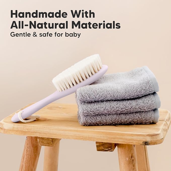 KeaBabies Baby Hair Brush with Soft Goat Bristles, Cradle Cap Brush