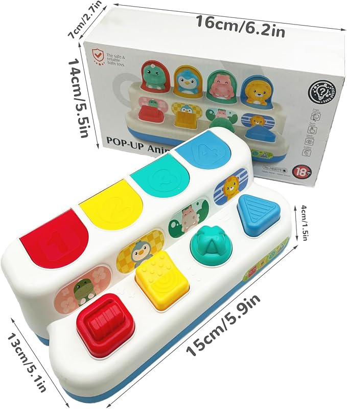 Interactive Dinosaur Pop Up Toy for Babies and Toddlers,Early Learning and Brain Development Educational Plaything 18 Months+
