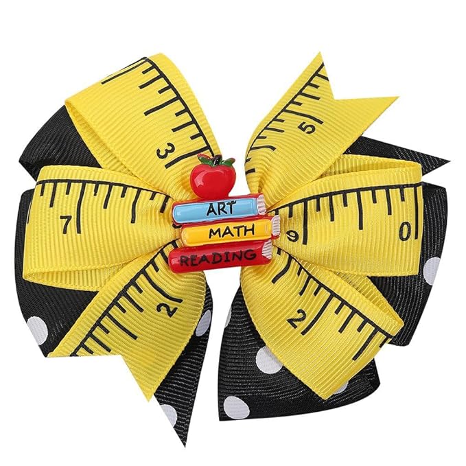 Back to School Bow Hair Clips for Girls, 5PCS 4.5