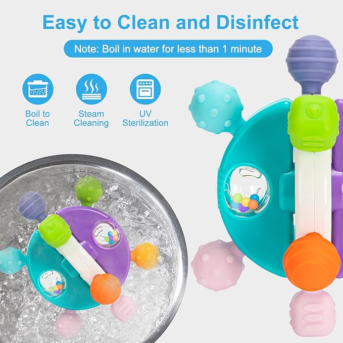 Baby Sensory Teething Toys, Montessori Baby Toys Teether 0-12 Months, 0-6 6-12 12-18 Months